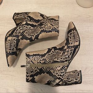 Marc Fisher Snake Print Leather Booties